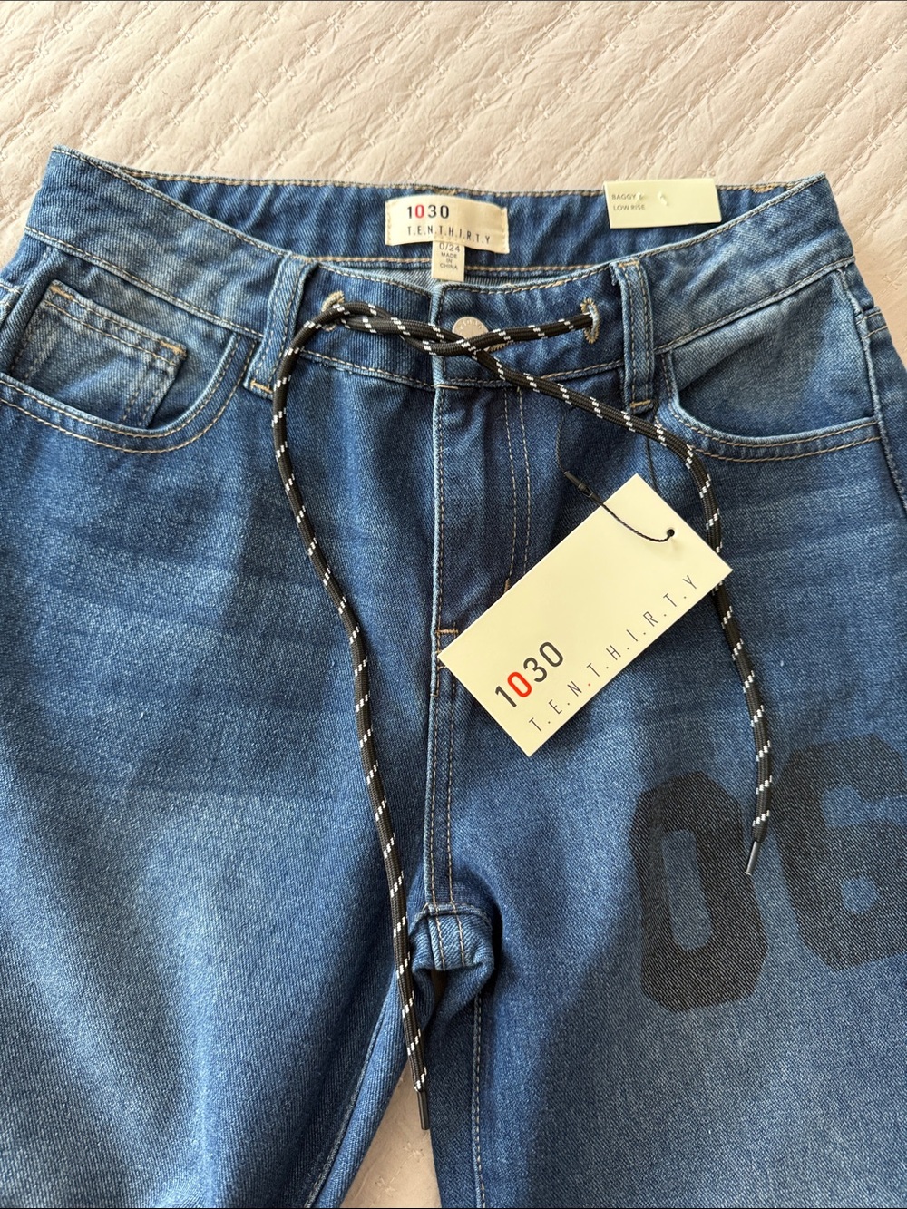 1030 TEN THIRTY Wide Leg Blue Jeans "Baggy & Low Rise" 0/24 ❤️ - Picture 10 of 10